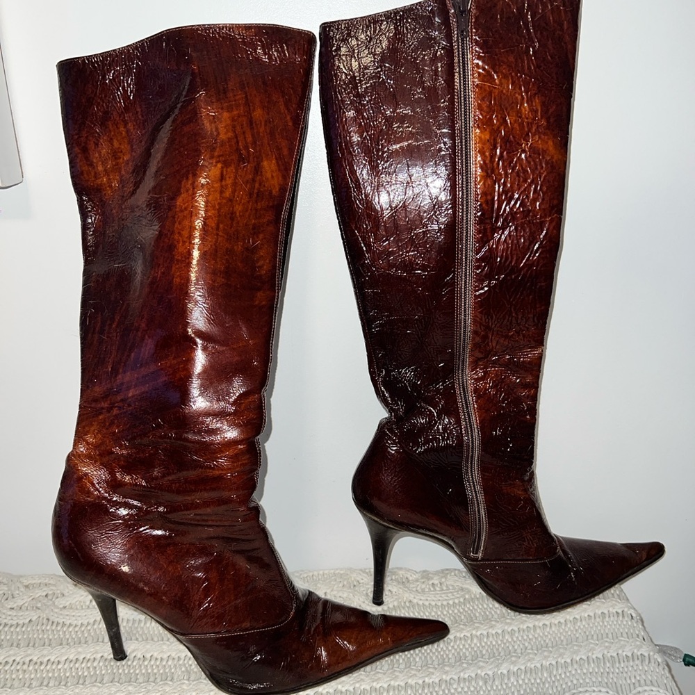 Vero Cuoio Elegant Brown Leather Knee-High Vintage Boots!